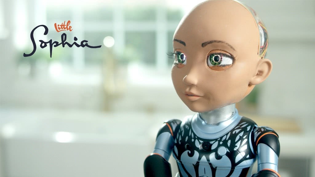 迷你版小索菲亚机器人来了还能教小朋友们编程