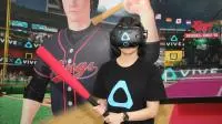 HTCVive以《全民棒球王VR》、《全民桌球王VR》结合移动定位器展出互动体验