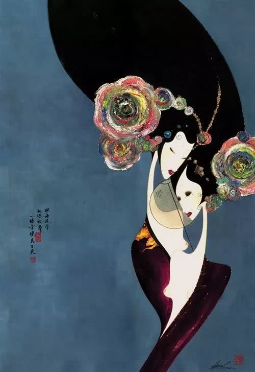 中西绘画的结合碰撞出不一样的色彩-传统女性手绘